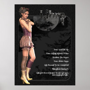 Libra Gothic Zodiac Birthday Skriv ut / Poster