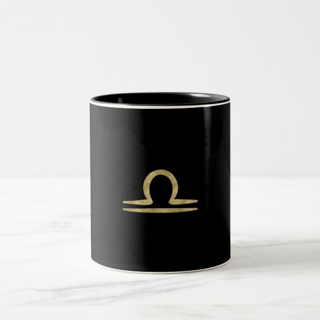 LIBRA Guld September Oktober Födelsedagsastrologi  Två-Tonad Mugg (Center)