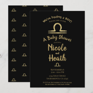 LIBRA Guld September Oktober Höst Bebis Shower Inbjudningar