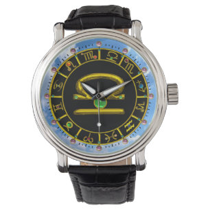 LIBRA GULD ZODIAC BIRTHDAY JEWEL, Astrologidiagram Armbandsur