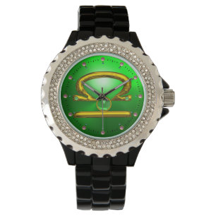 LIBRA GULD ZODIAC BIRTHDAY JEWEL,Grönt Emerald Armbandsur
