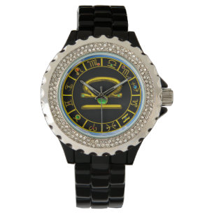 LIBRA GULD ZODIAC BIRTHDAY JEWEL,Grönt,Svart Armbandsur