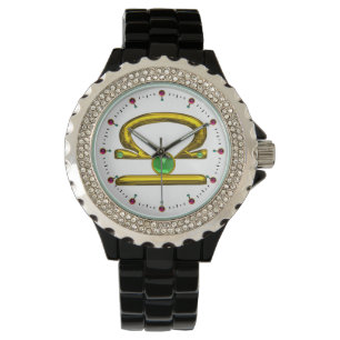 LIBRA GULD ZODIAC BIRTHDAY JEWEL,Grönt,Vit Armbandsur