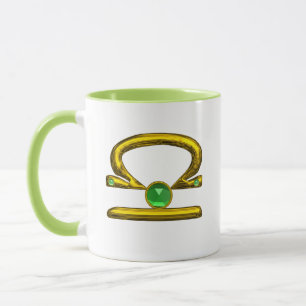 LIBRA GULD ZODIAC BIRTHDAY JEWELS WITH EMERALD MUGG