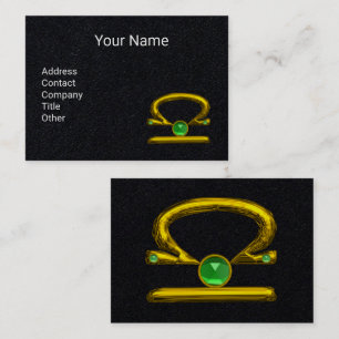 LIBRA GULD ZODIAC JEWEL, Grönt Emerald Black Visitkort