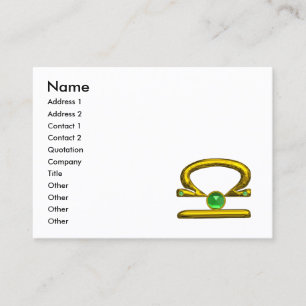 LIBRA GULD ZODIAC JEWEL Grönt Emerald Visitkort
