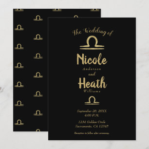 LIBRA Guld Zodiak Astrologi Sommar Höst Bröllop Inbjudningar