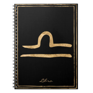 Libra hammered gold stylized astrology symbol anteckningsbok