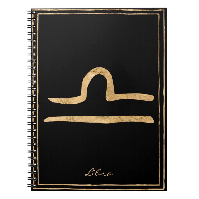 Libra hammered gold stylized astrology symbol  anteckningsbok (Framsidan)