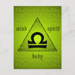 Libra Holistic Triangle Mind Body Spirit Grönt Vykort