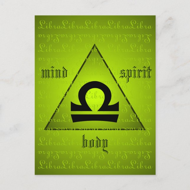 Libra Holistic Triangle Mind Body Spirit Grönt Vykort (Framsida)