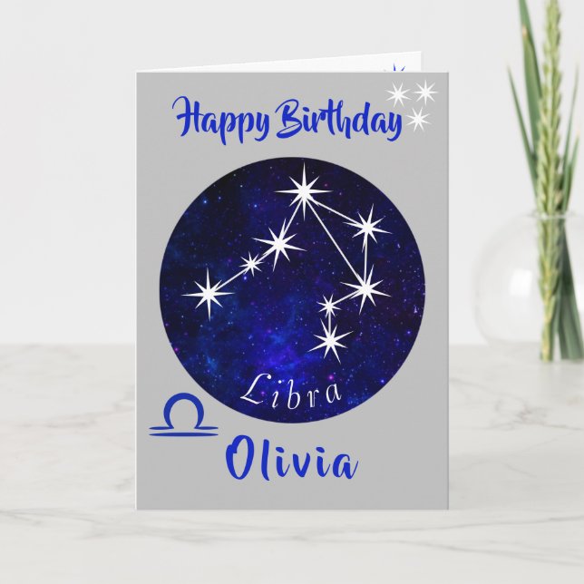 Libra Horoscope Birthday Card Kort (Framsida)