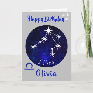 Libra Horoscope Birthday Card Kort