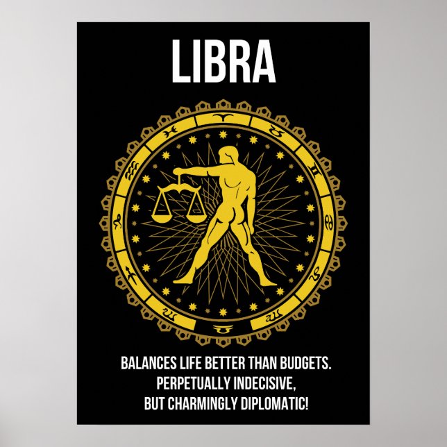 Libra - Horoscope, Funny Zodiac Sign Humor Poster (Framsidan)