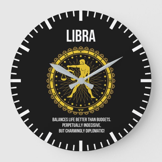 Libra - Horoscope, Funny Zodiac Sign Humor Stor Klocka (Framsida)