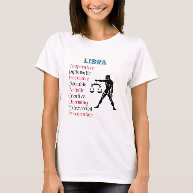 Libra Horoscope Zodiac-tecken Tee Shirt (Framsida)