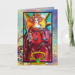 LIBRA,JUSTICE TAROT ASTROLOGY ZODIAC BIRTHDAY KORT