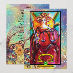 LIBRA,JUSTICE TAROT ASTROLOGY ZODIAC BIRTHDAY KORT