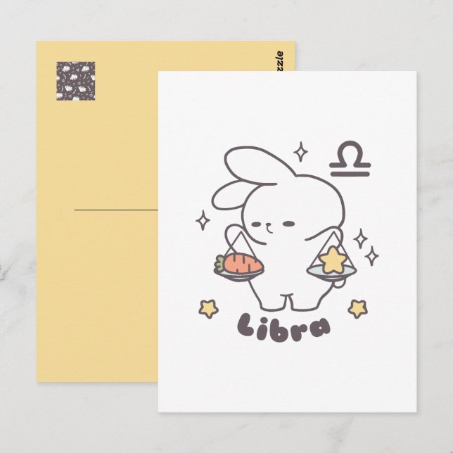 Libra Loppi Tokki Bunny Zodiak Serie Vykort (Fram/baksida)