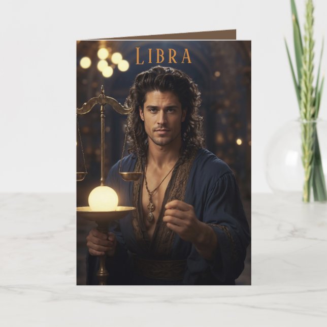 Libra Male Birthday Card Helgkort (Framsida)