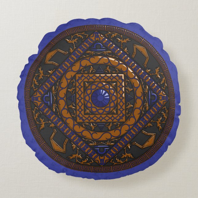 Libra Mandala Round Pillow Rund Kudde (Framsidan)