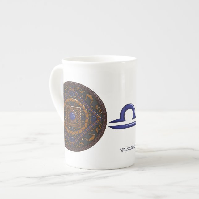 Libra Mandala Specialty Mugg Benporslin Mugg (Framsida vänster)