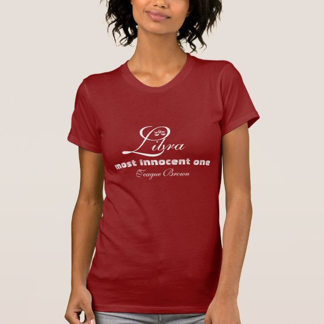 Libra mest oskyldig, Teague brunt T-shirt (Framsida)