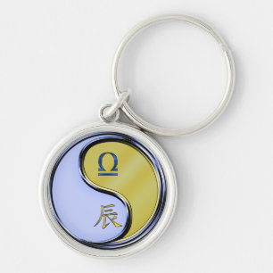Libra & Metall Dragon Rund Silverfärgad Nyckelring