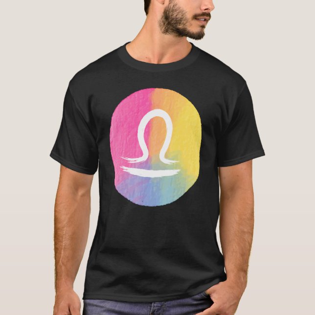 Libra Mystic Zodiac Horoscope Astrology Birthday T Shirt (Framsida)