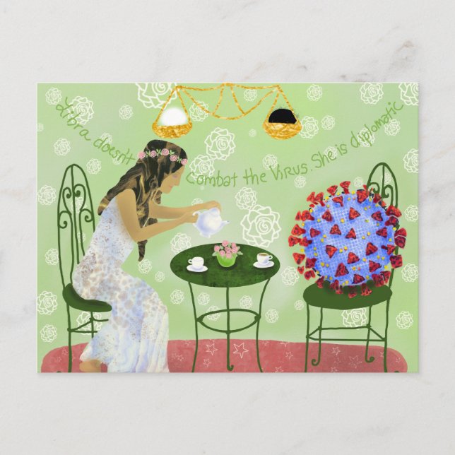 Libra och Covid19-viruset Vykort (Framsida)