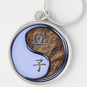 Libra och Earth Råtta Rund Silverfärgad Nyckelring
