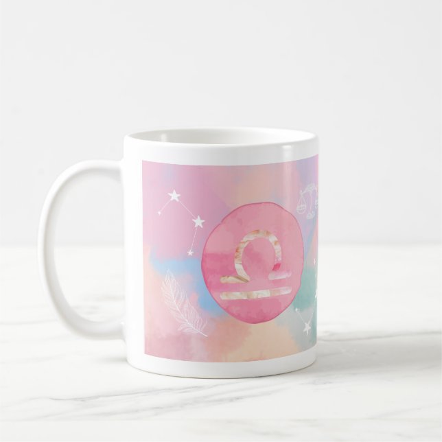 Libra Pastel Watercolor Astrology Zodiac Sign Mugg (Vänster)