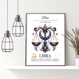 Libra Personlig Elegant Zodiac Vattenfärg Poster