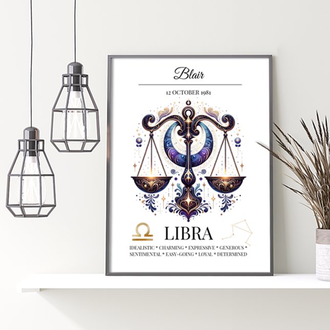 Libra Personlig Elegant Zodiac Vattenfärg Poster (Skapare uppladdad)