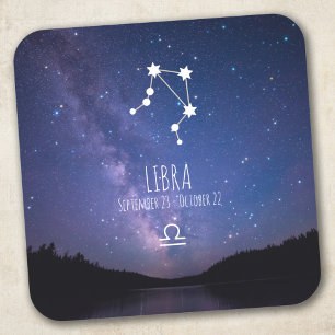 Libra Personlig Zodiac Constellation Fyrkantigt Klistermärke