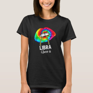 Libra Queen Birthday oktober Tie Dye Biting Läppar T Shirt