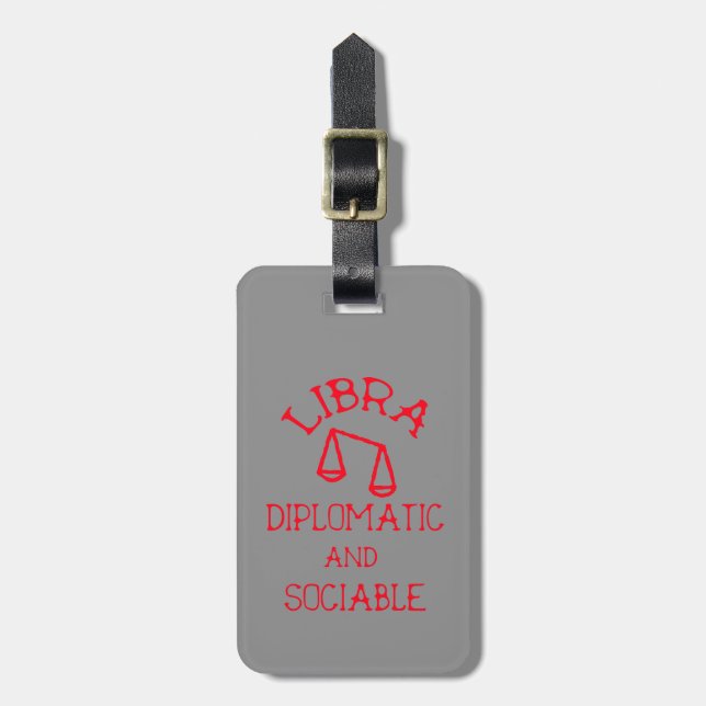 Libra (röd text) bagagebricka (Vertikal Framsida)