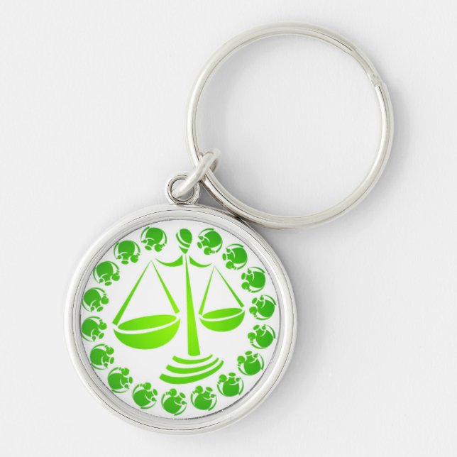 Libra Rund Silverfärgad Nyckelring (Framsidan)