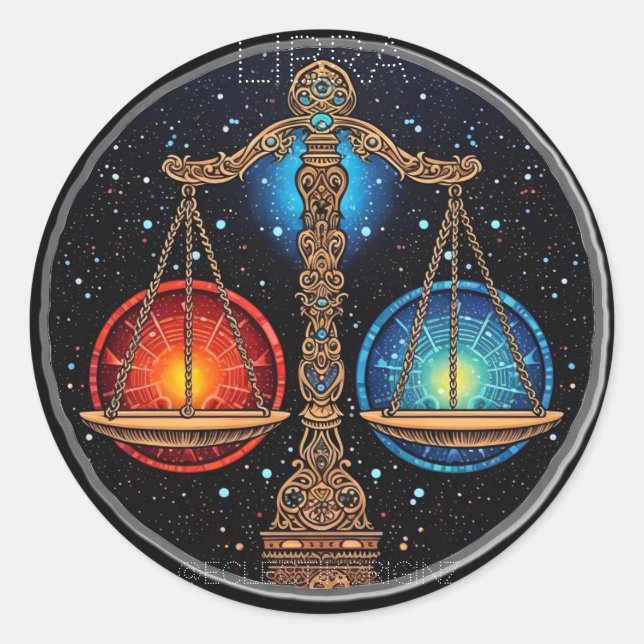 Libra Runt Klistermärke (Framsida)