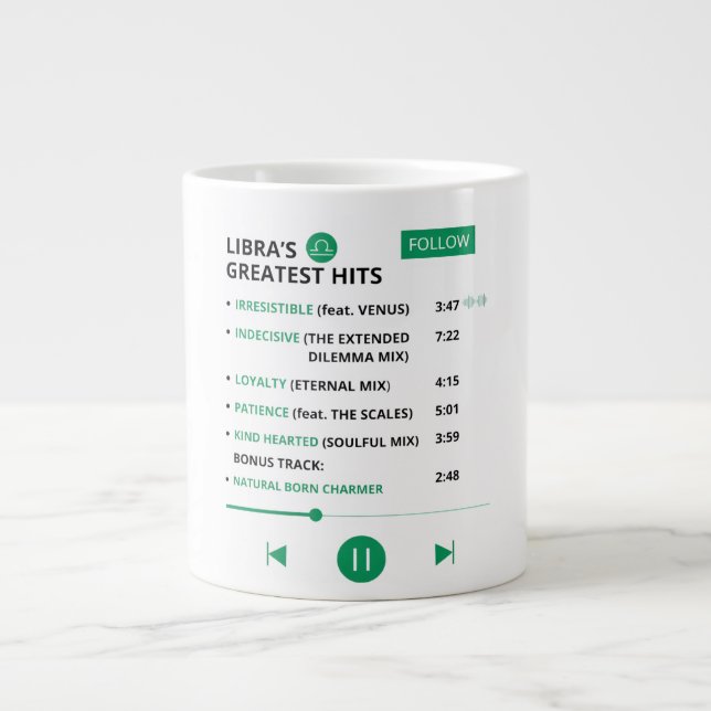 Libra Sång Spelllist Specialty Mugg Jumbo Mugg (Framsidan)