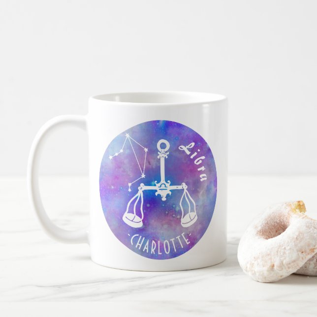 Libra Scales Constellation Stars Namn Birthday Kaffemugg (Med munk)