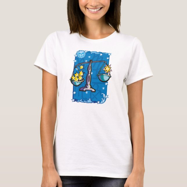 Libra Scales (Libraskalor vägande stjärnor) T Shirt (Framsida)