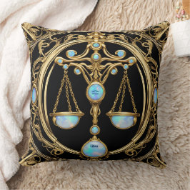 Libra Scales, Opal och Guld Personlig Zodiac Kudde