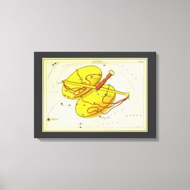 Libra Scales Vintage Constellation Uranias Spegel Canvastryck (Framsida)