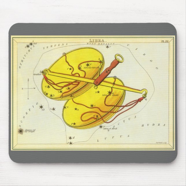 Libra Scales Vintage Constellation Uranias Spegel Musmatta (Framsidan)