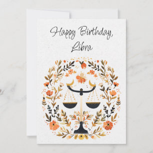 Libra Scales Zodiac Boho Blommigt Birthday Flata C