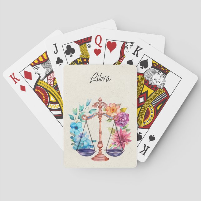 Libra Scales Zodiac Watercolor Casinokort (Baksidan)