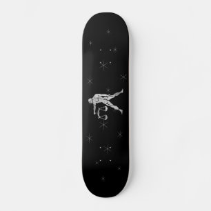 Libra Silver Zodiak Symbol Skateboarddäck Mini Skateboard Bräda 18,7 Cm