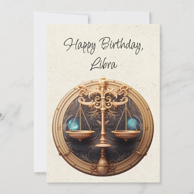 Libra skalar Zodiac Minimalist Birthday Flata Card (Framsida)