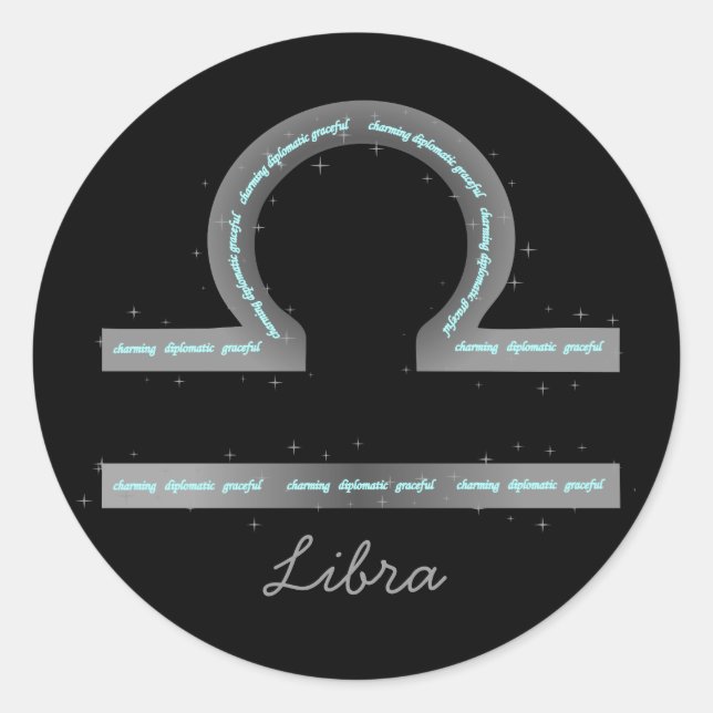 Libra Sticker Runt Klistermärke (Framsida)